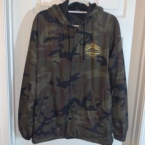 Stick Figure Music Camouflage Hooded Windbreaker Jacket